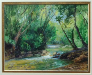 Boulder Creek Sanctuary, Lillian Kennedy, 8"x10". watercolor and gouache