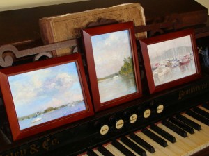 5 x 7 acrylic  plein air paintings of Lake Champlain