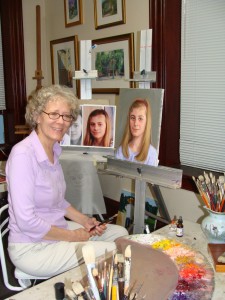 Marion Stephenson putting the final tweaks on a portrait on one of her five studio rooms