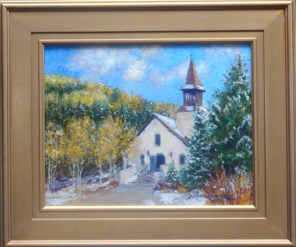 "Vail Interfaith Chapel in Late Autumn"  11" x 14" acrylic  Lillian Kennedy