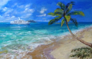 Lillian Kennedy  - Caribbean painting commission in process, acrylic