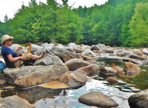 Lillian Kennedy painting an Adirondack waterfall en plein air