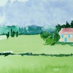 Charlene Kellsey, small watercolor French landscape